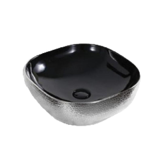 Dark Slate Gray Bracera Arto Vessel Counter Top Sink Gloss Nickel/Silver and Black