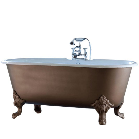 Dark Olive Green Arroll CHEVERNY Bathtub Cast Iron Freestanding Roll Top Double Ended