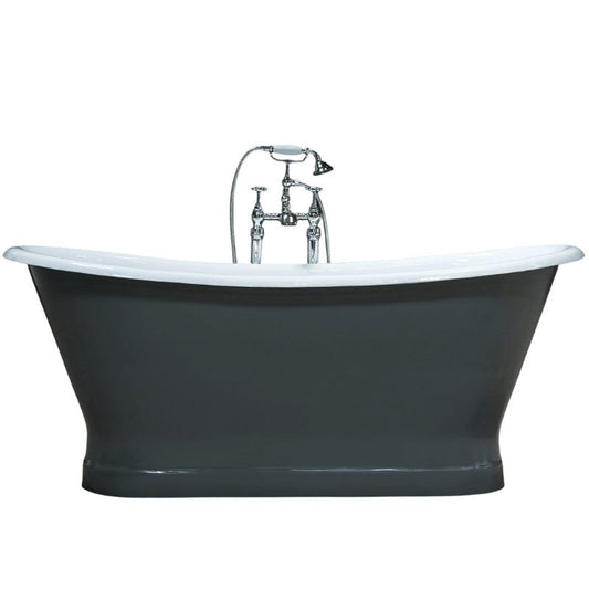 Dark Slate Gray Arroll LYON Bathtub Plinth Cast Iron Roll Top Freestanding