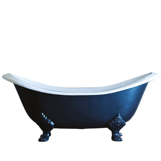 Light Gray Arroll VILLANDRY Bathtub Cast Iron Slipper Roll Top Freestanding