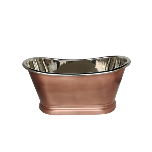 Dim Gray BC Designs Freestanding Antique Copper Boat Bath - Nickel Inner - 1700mm