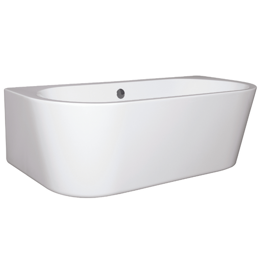 Light Gray BC Designs Ancora Round Back To Wall Bath - 1640mm x 590mm