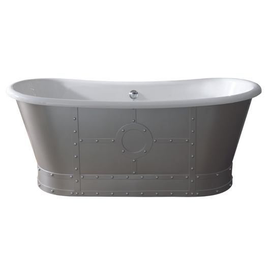 Dim Gray BC Designs Acrylic Grey Freestanding Industrial Boat Bath - 1710mm