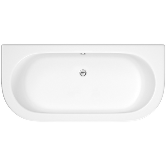 White Smoke Nuie Shingle Double Ended Acrylic Curved Back To Wall Bath & Panel