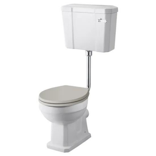 Light Gray Old London Richmond Comfort Height Low Level Toilet & Flush Pipe