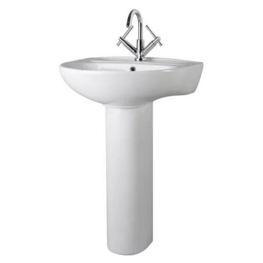 Gray Nuie Melbourne 550mm 1 Tap Hole Basin & Pedestal Sink