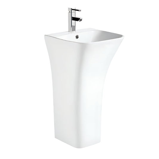 Lavender Bracera FANSBY Square Basin Floor Standing Pedestal Sink with Tap