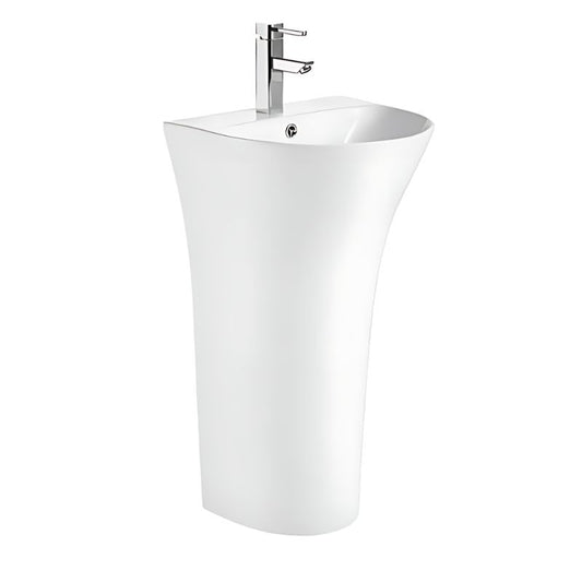 Lavender Bracera FANSBY Round Basin Floor Standing Pedestal Sink with Tap