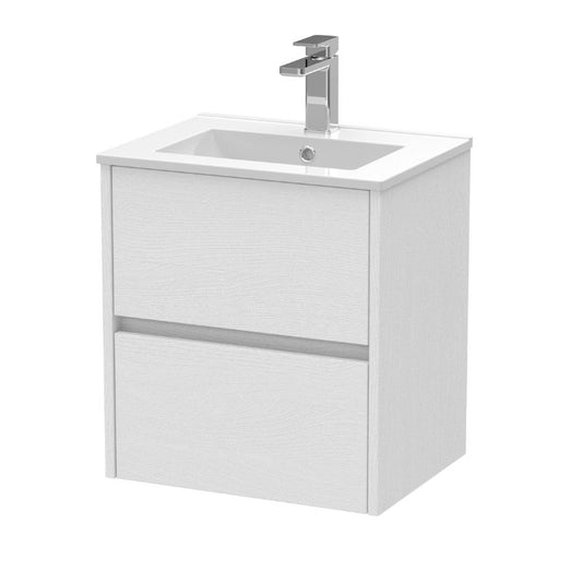 Light Gray Orden DHAVNA Wall Hung Vanity and Basin Ceramic 2 Drawer