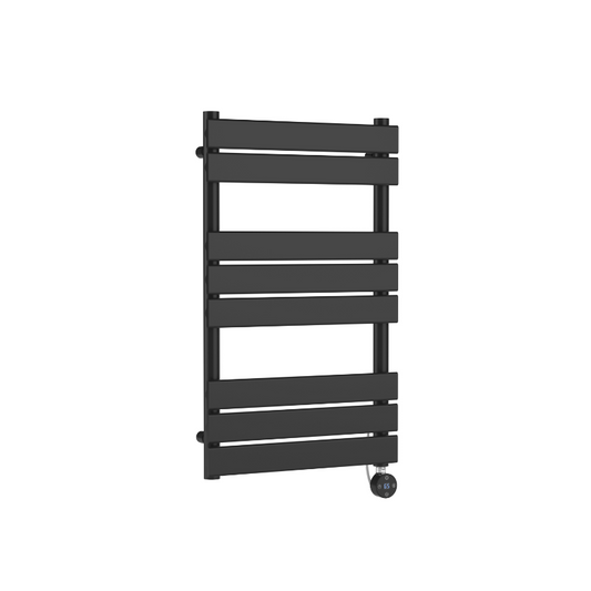 Dark Slate Gray Nuie Anthracite Electric Square Flat Towel Rail Radiator with 8 Bars, 840mm x 500mm