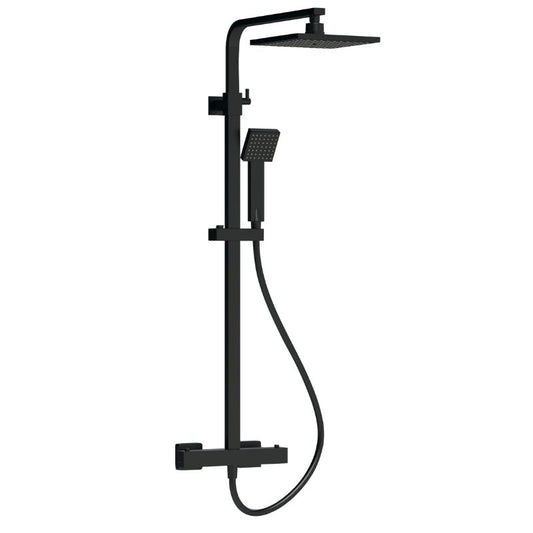 Dark Slate Gray Bathroomship JETTY Shower Kit Thermostatic Bar Valve Square Black