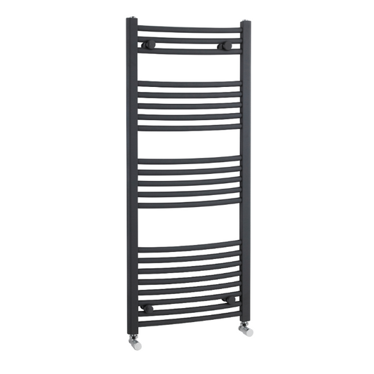 Dark Slate Gray Nuie Anthracite Curved Ladder Towel Rail Radiator 1150 x 500mm