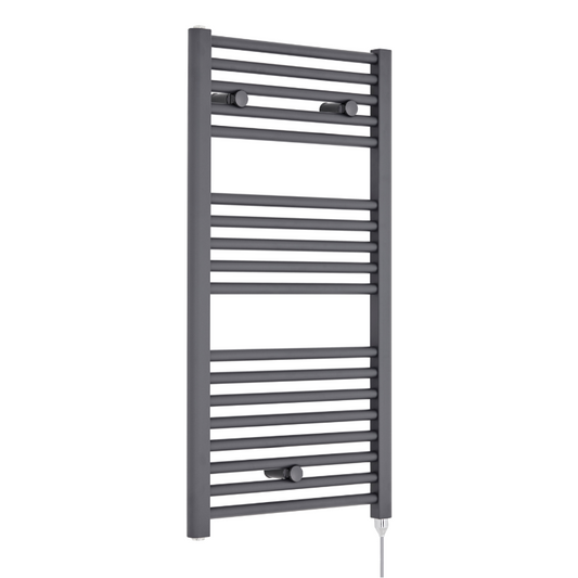 Dim Gray Nuie Anthracite Electric Towel Rail Radiator 920 x 480mm (500 Watt)