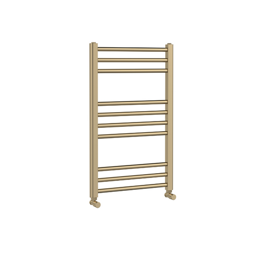 Rosy Brown Nuie Brushed Brass Lorica Straight Towel Radiator 800mm x 500mm