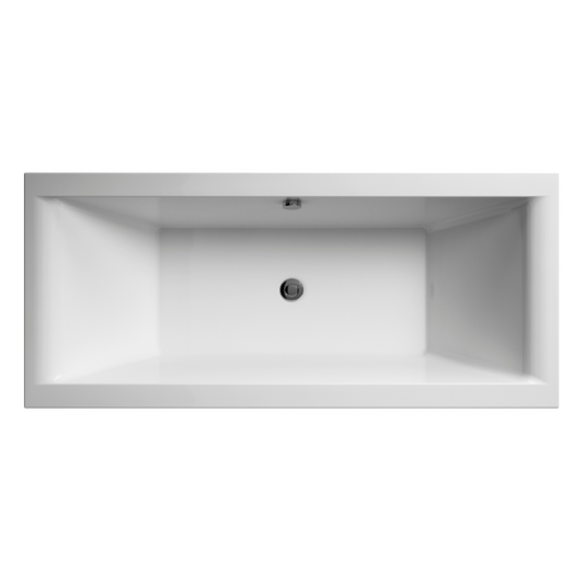 Light Gray Nuie Asselby Square Double Ended Bath 1700 x 700mm Acrylic