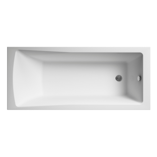 Light Gray Nuie Linton Square Single Ended Shower Bath Acrylic 1600mm