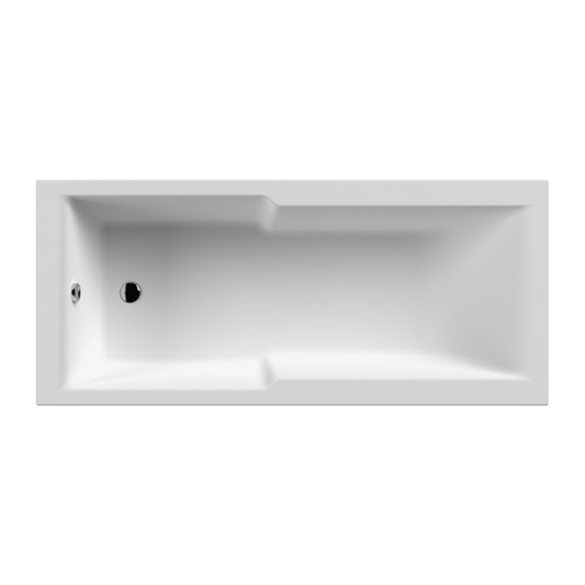 Light Gray Nuie Square Straight Shower Bath 1700mm x 750mm Acrylic