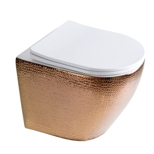 Gray Bracera Verto Wall Hung Toilet Pan & Seat Brushed Rose Gold