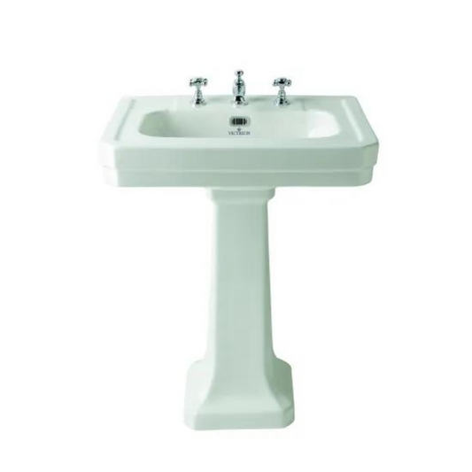 Light Gray BC Designs Victrion 640mm Basin & Pedestal Sink 3TH