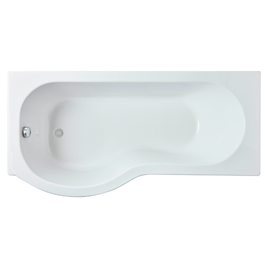 Light Gray Nuie Acrylic P-Shaped Shower Bath Left Hand 1600mm - No Leg Set