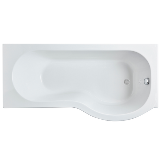 Light Gray Nuie Acrylic P-Shaped Shower Bath Right Hand 1600mm - No Leg Set